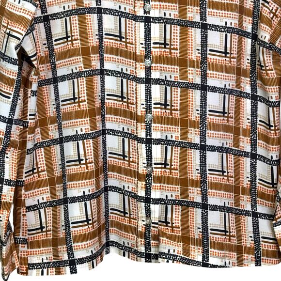 Vintage K-Mart 1970's Size 38 Geometric Print Polyester Dagger Collar Shirt - Picture 4 of 7